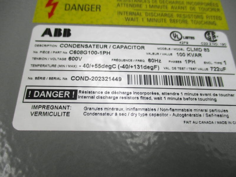 ABB C608G100-1PH CLMD83 600V -40/131'F NSMP