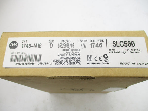 ALLEN BRADLEY 1746-IA16 SER. D 85-132VAC DATE: 2014 NSFS