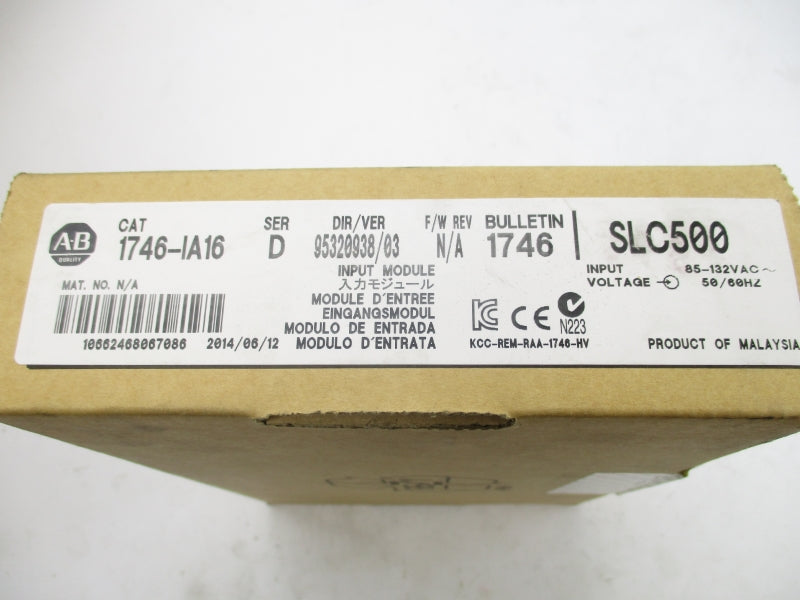 ALLEN BRADLEY 1746-IA16 SER. D 85-132VAC DATE: 2014 NSFS