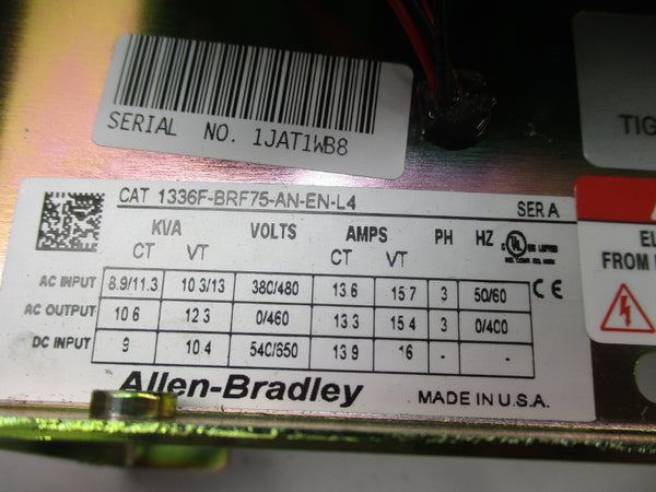 ALLEN BRADLEY 1336F-BRF75-AN-EN-L4 SER. A 380/480V 13.6/15.7A NSMP