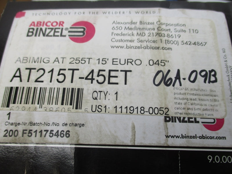 ABICOR BINZEL AT215T-45ET 15' NSMP