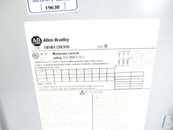 ALLEN BRADLEY 1494H-DN3H6 SER. B NSNP