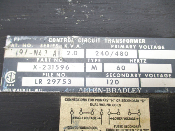 ALLEN BRADLEY 1497-N43 SER. A 2.0KVA NSNP