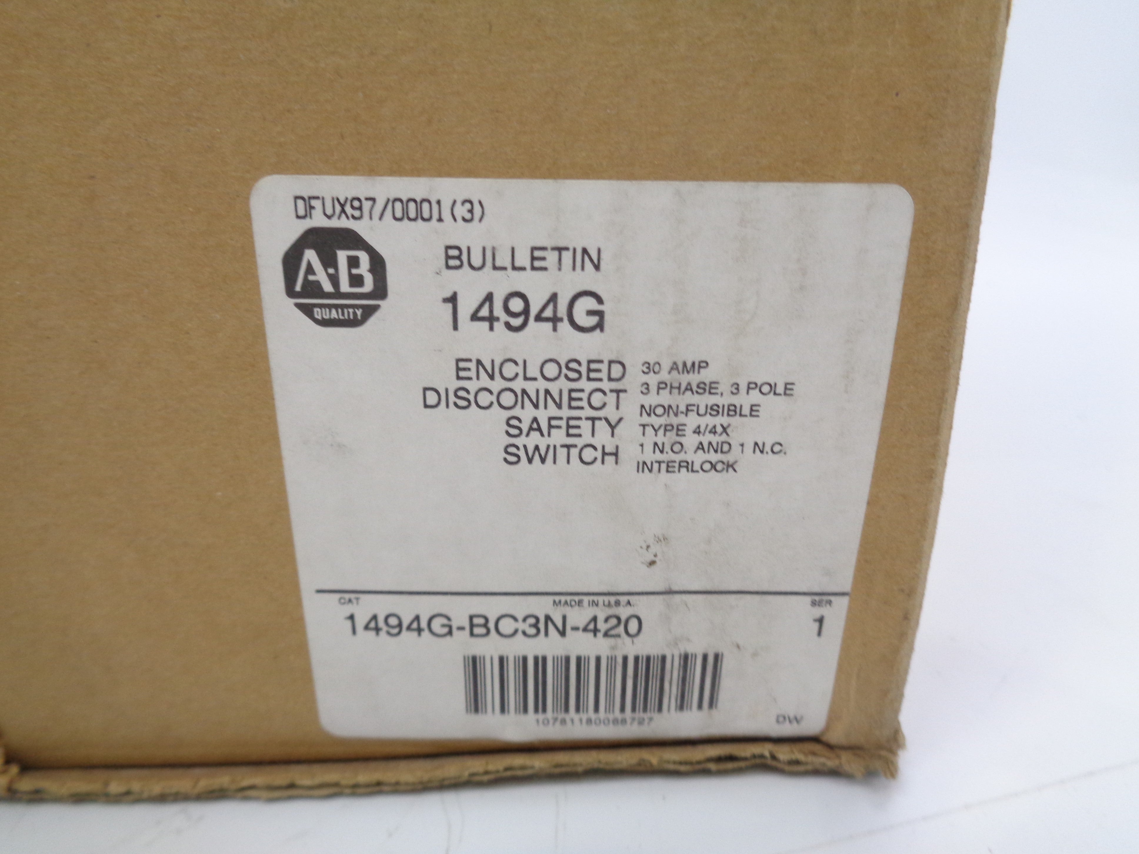 ALLEN BRADLEY 1494G-BC3N-420 SER. 1 (BR/WH) NSMP