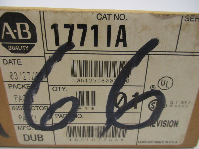 ALLEN BRADLEY 1771-IA DATE: 1995 NSFS
