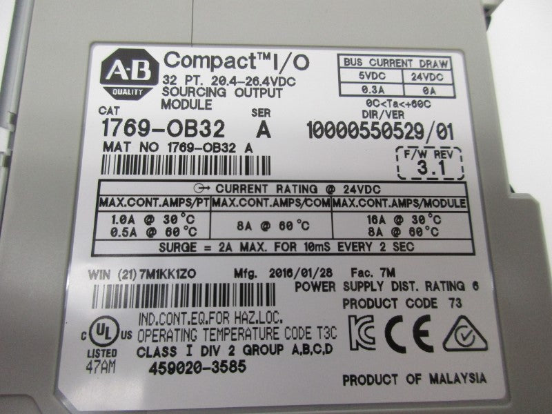 ALLEN BRADLEY 1769-OB32 SER. A F/W 3.1 20.4-26.4VDC NSNP