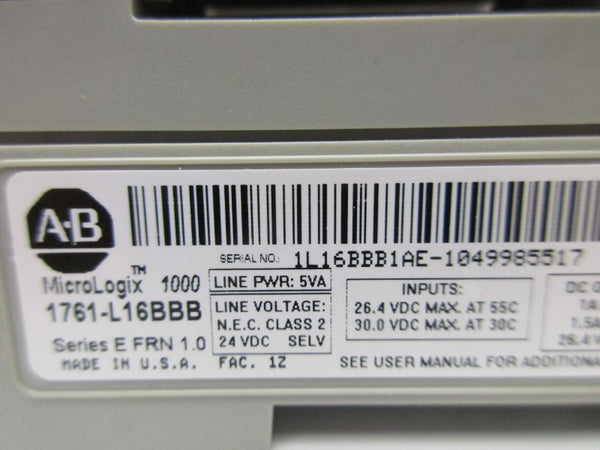 ALLEN BRADLEY 1761-L16BBB SER. E F/W 1.0 NSNP