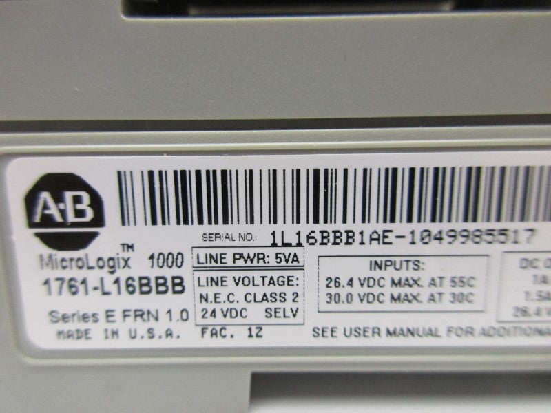 ALLEN BRADLEY 1761-L16BBB SER. E F/W 1.0 NSNP