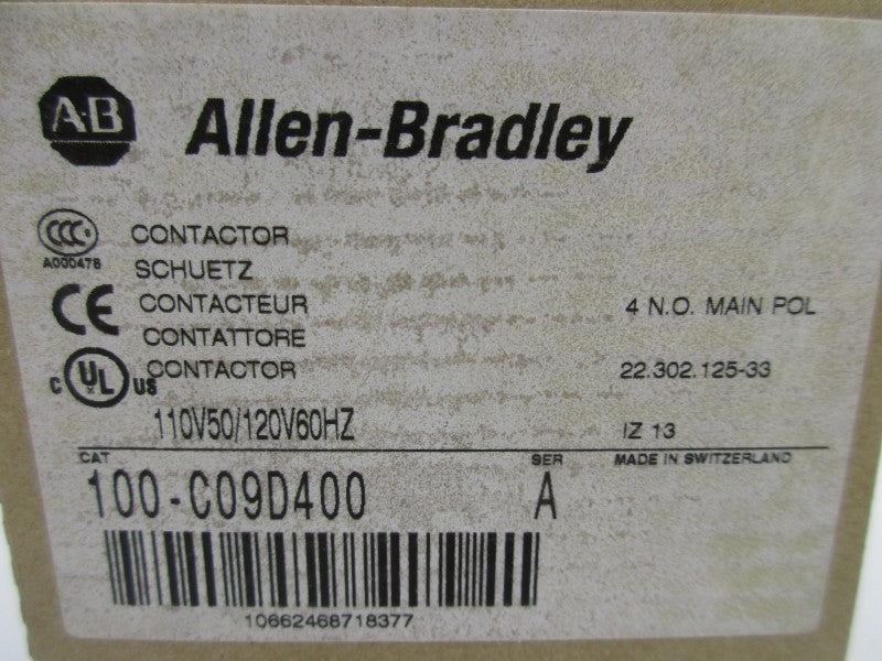 ALLEN BRADLEY 100-C09D400 SER. A 110/120V (BR/WH) NSMP