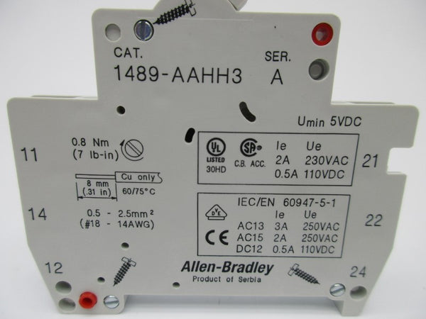 ALLEN BRADLEY 1489-AAHH3 SER. A 250VAC 3A (WH) NSMP