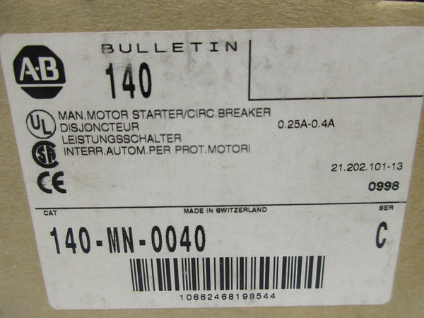 ALLEN BRADLEY 140-MN-0040 SER. C 690V 0.25-0.4A NSMP