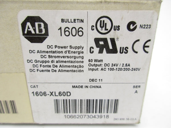 ALLEN BRADLEY 1606-XL60D SER. A 100-120/200-240VAC 2.5A NSMP
