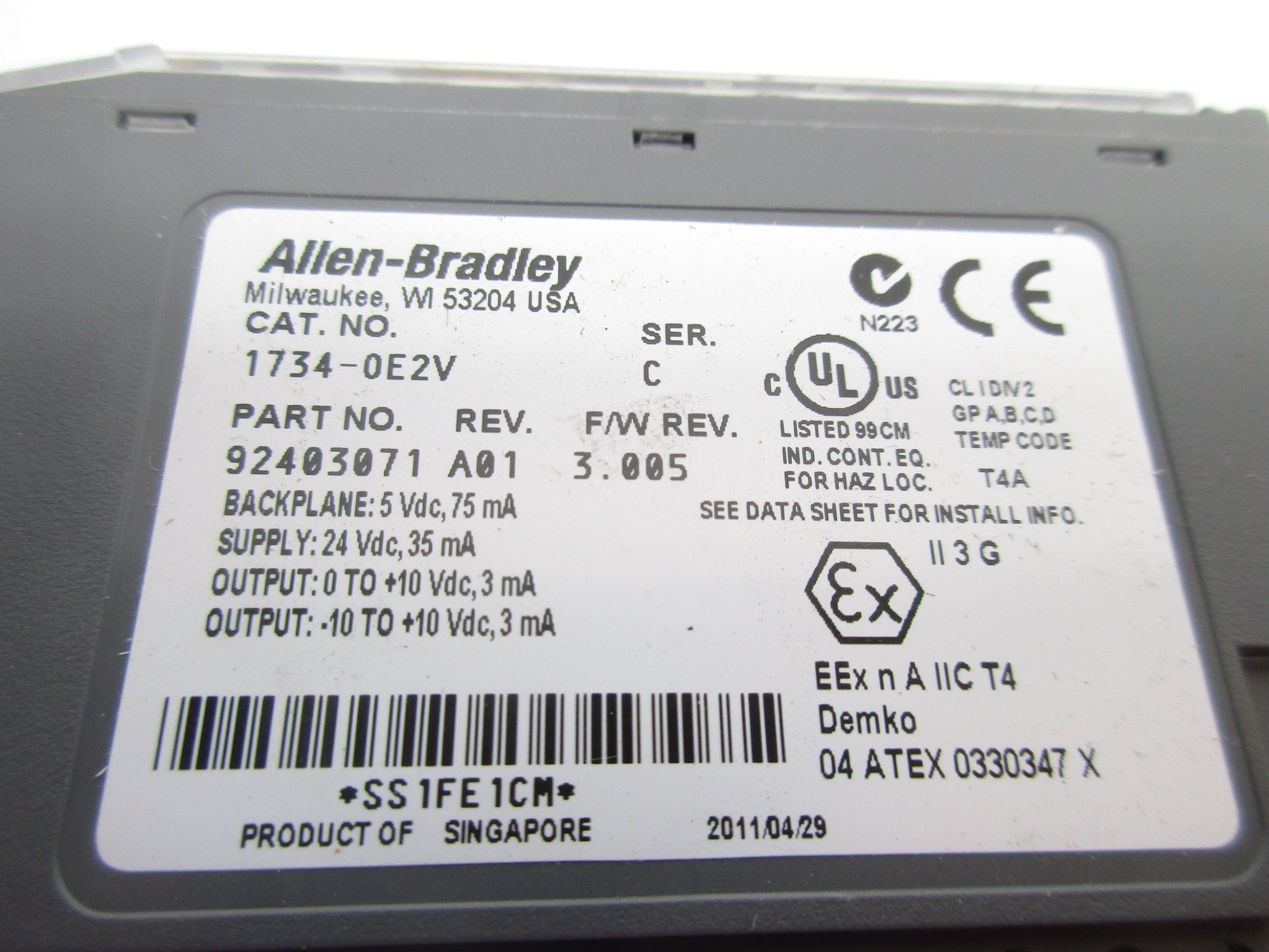 ALLEN BRADLEY 1734-OE2V SER. C F/W 3.005 NSMP