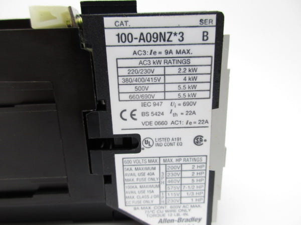 ALLEN BRADLEY 100-A09NZ243 SER. B 24VDC (BR/WH) NSMP