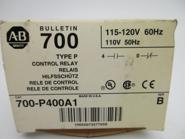 ALLEN BRADLEY 700-P400A1 SER. B 110/115-120V 10A (WH) NSMP