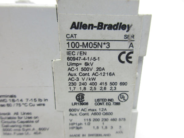 ALLEN BRADLEY 100-M05NJ3 SER. A 12A 24V NSNP
