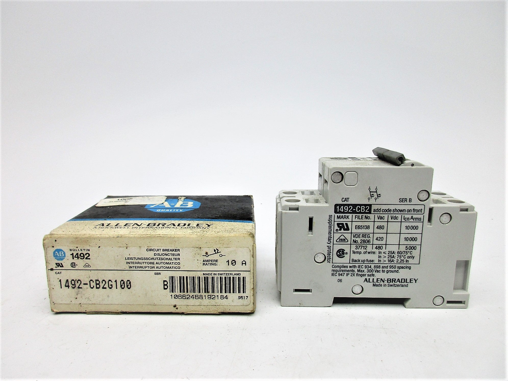ALLEN BRADLEY 1492-CB2G100 SER. B 480VAC 10A NSMP
