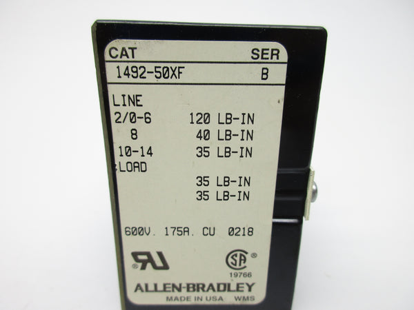 ALLEN BRADLEY 1492-50XF SER. B 600V 135A NSNP