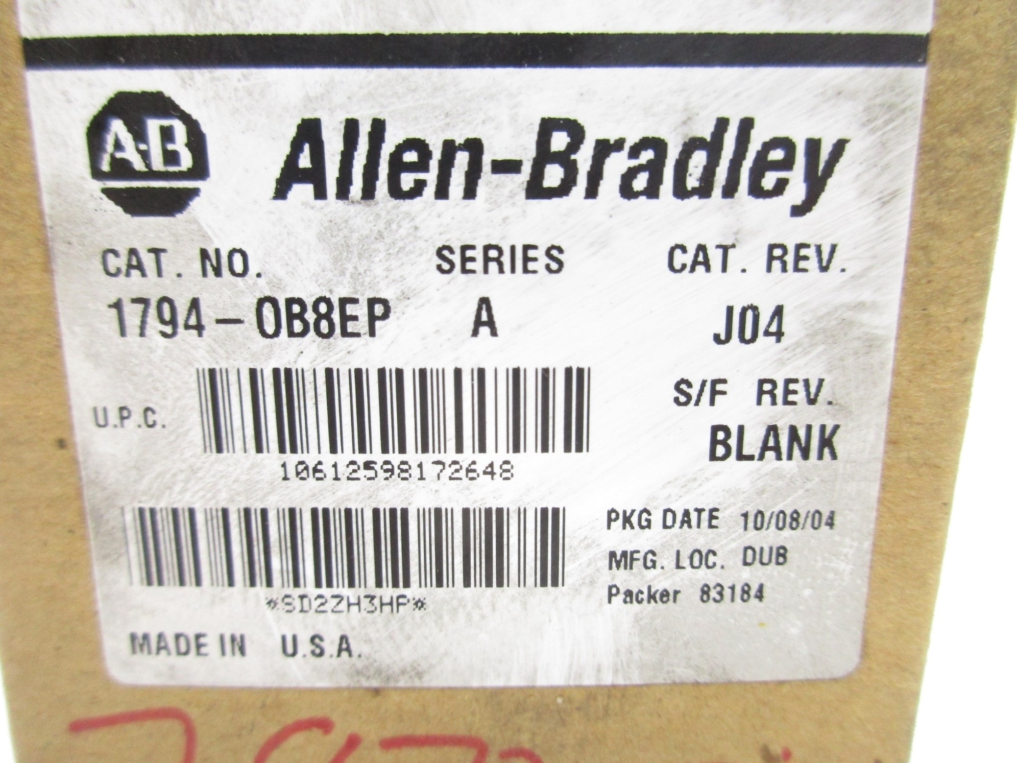 ALLEN BRADLEY 1794-OB8EP SER. A NSMP