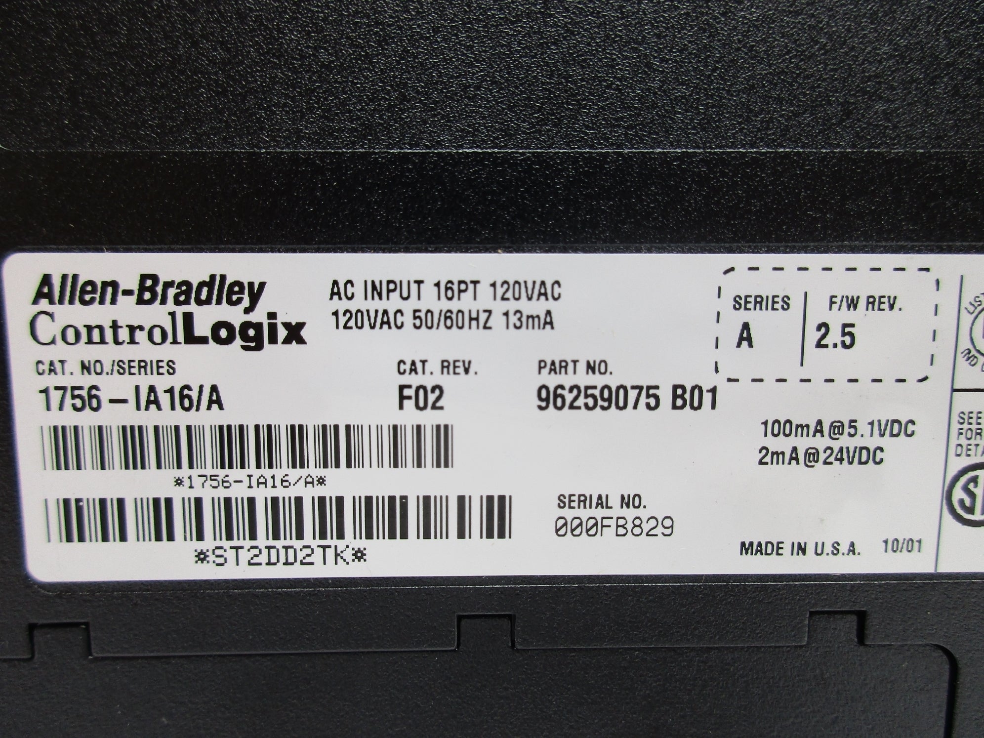 ALLEN BRADLEY 1756-IA16 SER. A F/W 2.5 REMAN