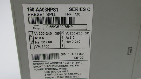 ALLEN BRADLEY 160-AA03NPS1 SER. C F/W 7.05 NSNP