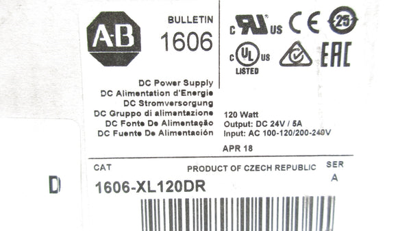 ALLEN BRADLEY 1606-XL120DR SER. A 100-120/200-240V 1.4/2.6A NSMP