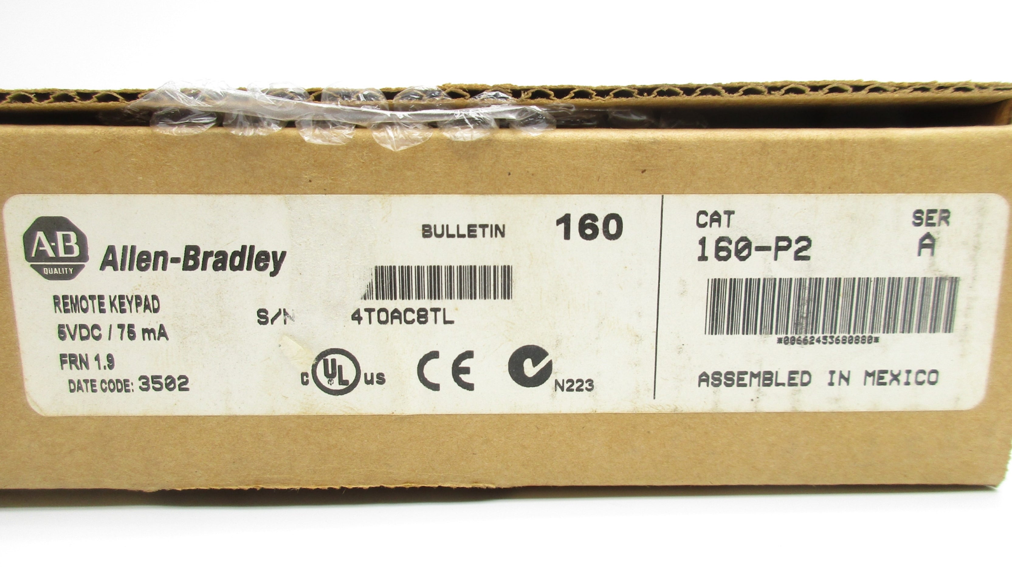 ALLEN BRADLEY 160-P2 SER. A F/W 1.9 (BR/WH) NSMP