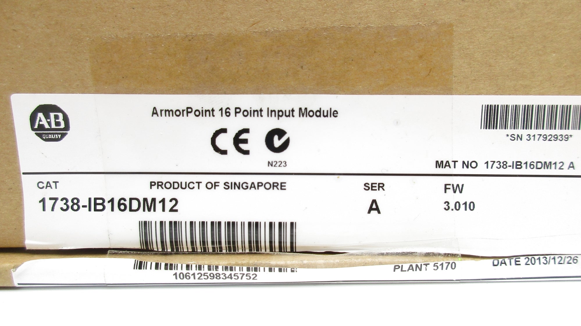 ALLEN BRADLEY 1738-IB16DM12 SER. A F/W 3.010 NSMP