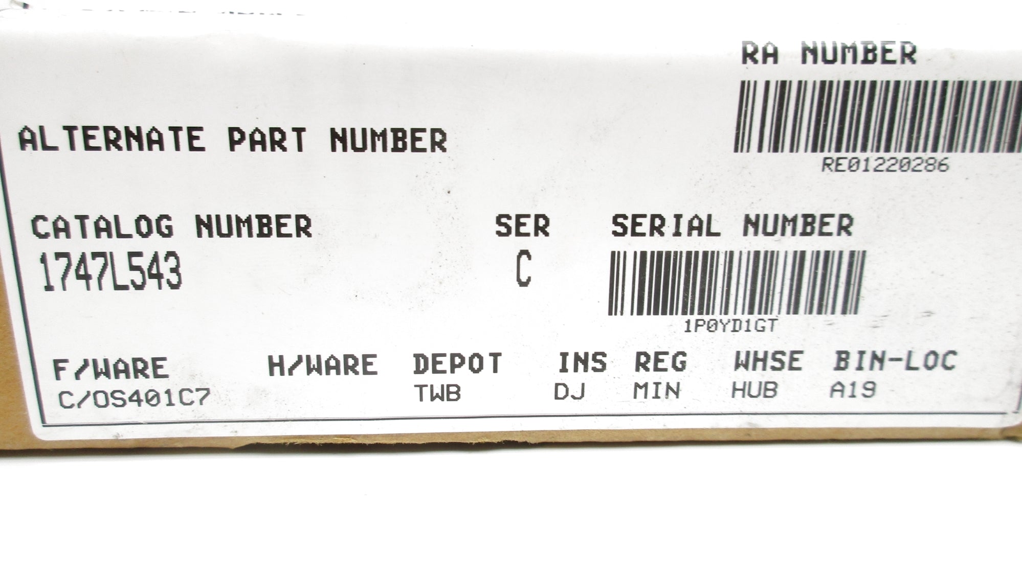 ALLEN BRADLEY 1747-L543 SER. C F/W 3 24VDC REMAN