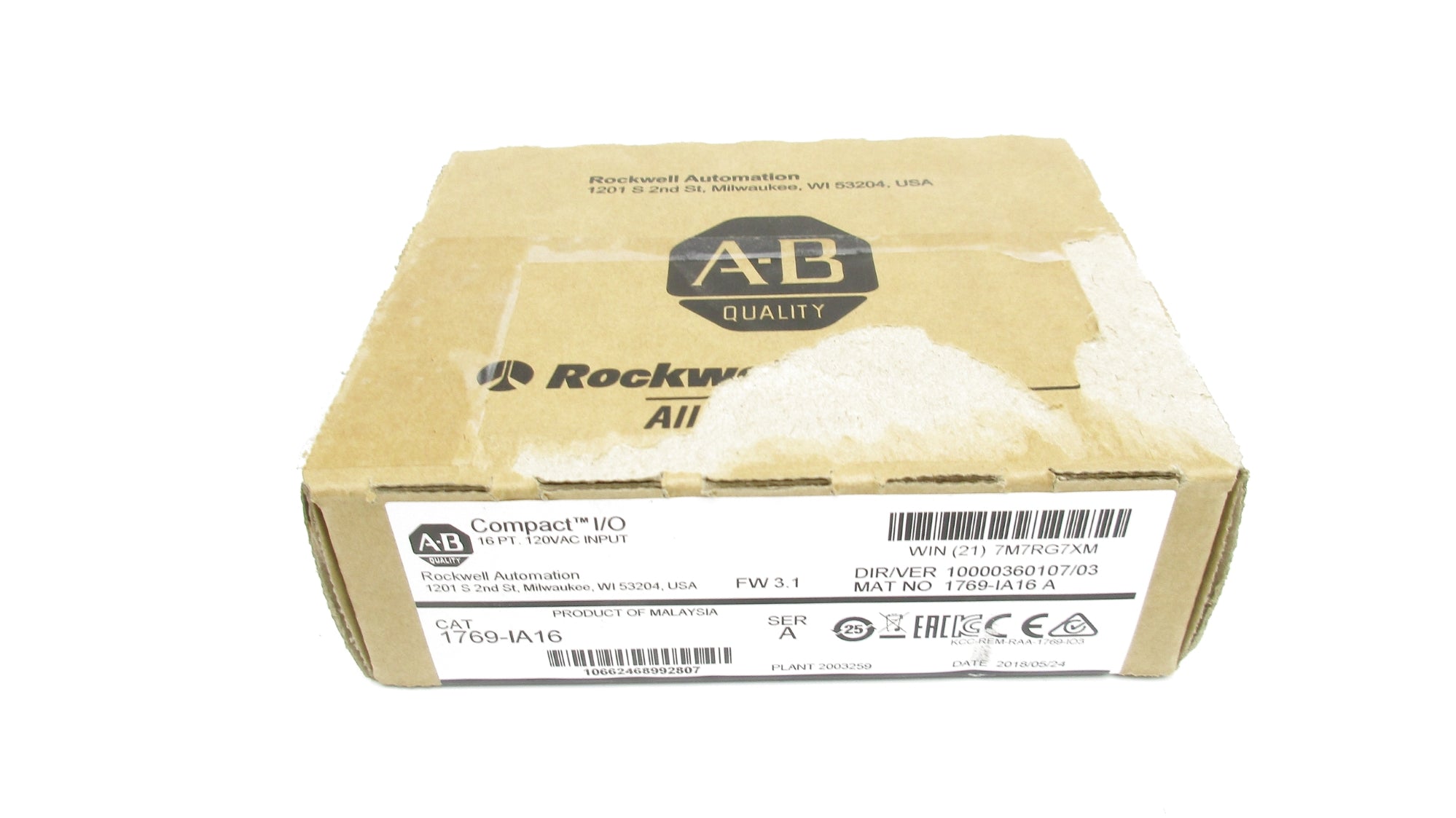 ALLEN BRADLEY 1769-IA16 SER. A 120VAC F/W 3.1 DATE: 2018 NSFS