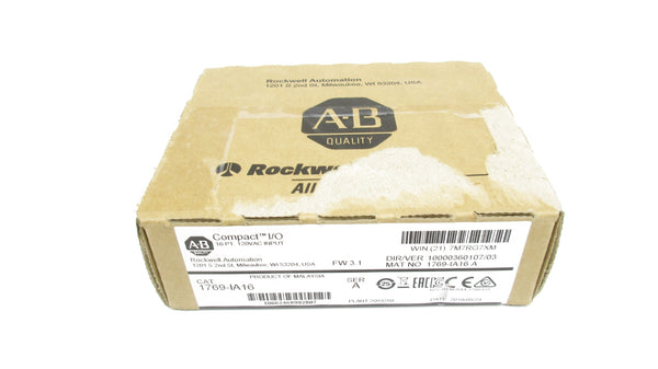 ALLEN BRADLEY 1769-IA16 SER. A 120VAC F/W 3.1 DATE: 2018 NSFS