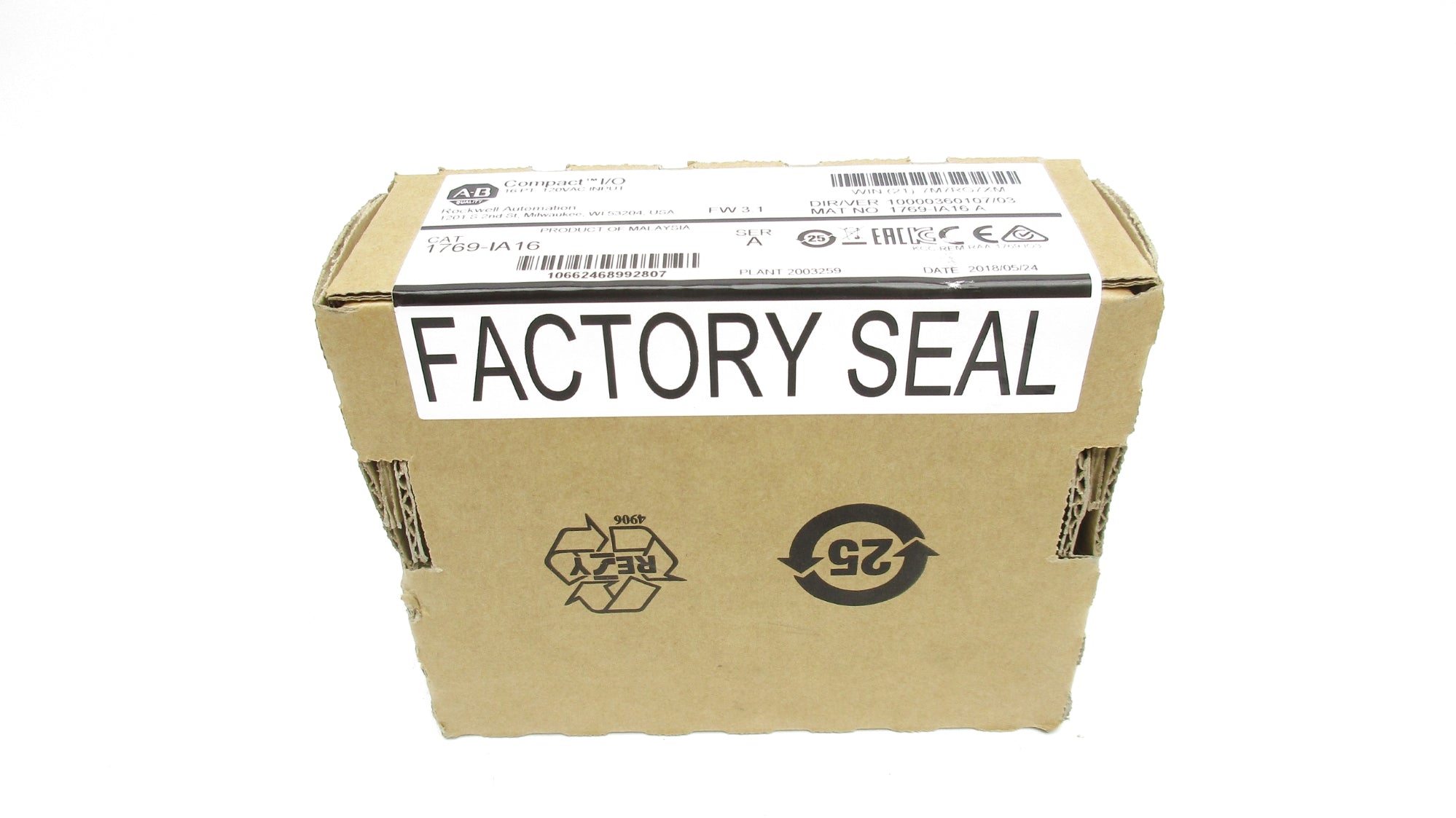 ALLEN BRADLEY 1769-IA16 SER. A 120VAC F/W 3.1 DATE: 2018 NSFS