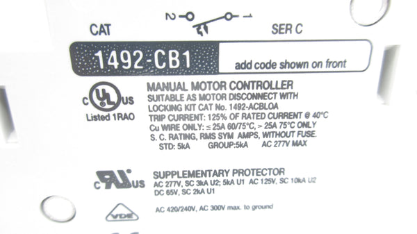 ALLEN BRADLEY 1492-CB1 SER. C 7A 277VAC NSNP