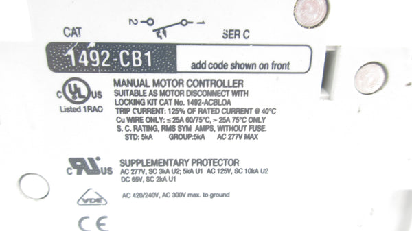 ALLEN BRADLEY 1492-CB1H070 SER. C 7A 277VAC UNMP
