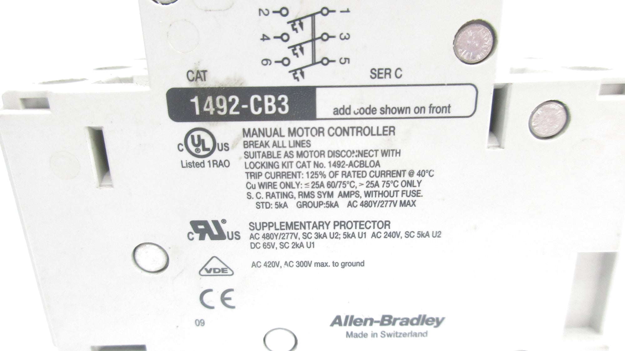 ALLEN BRADLEY 1492-CB3H150 SER. C 15A 277VAC NSNP