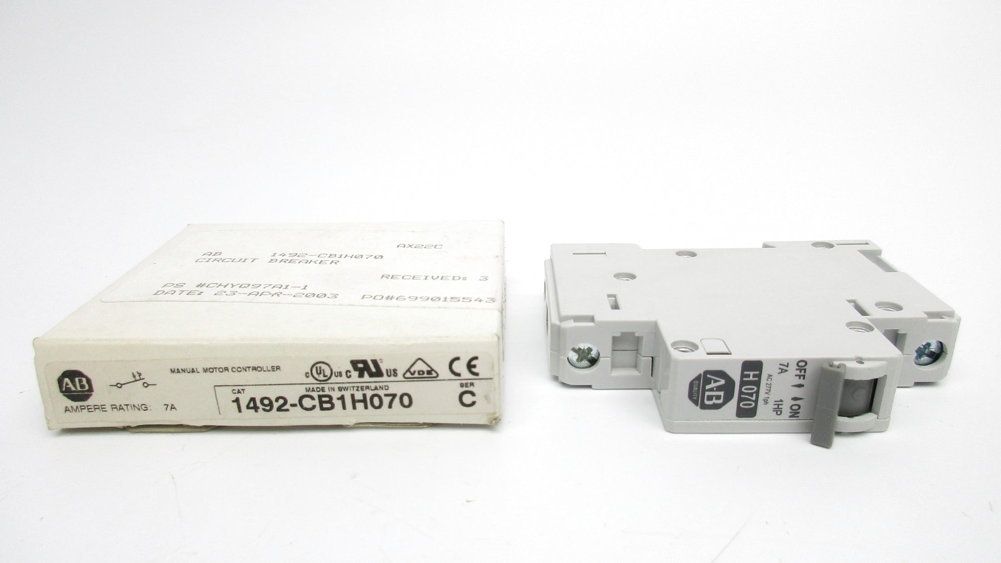 ALLEN BRADLEY 1492-CB1H070 SER. C 7A 277VAC (WH) NSMP