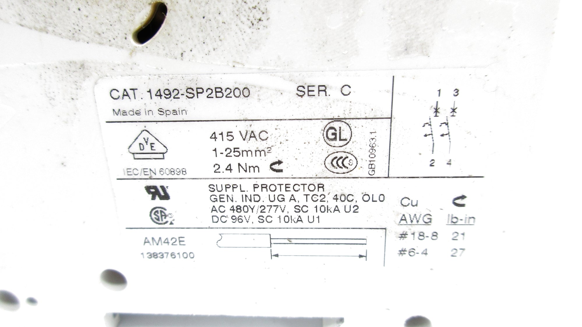ALLEN BRADLEY 1492-SP2B200 SER. C 415VAC 20A NSNP