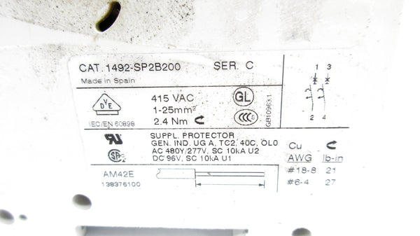 ALLEN BRADLEY 1492-SP2B200 SER. C 415VAC 20A NSNP