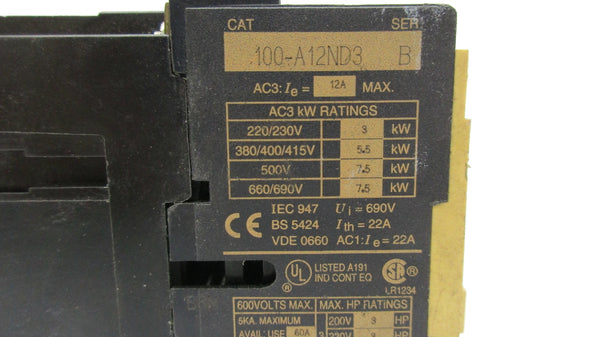 ALLEN BRADLEY 100-A12ND3 SER. B 110/120V 12A UNMP