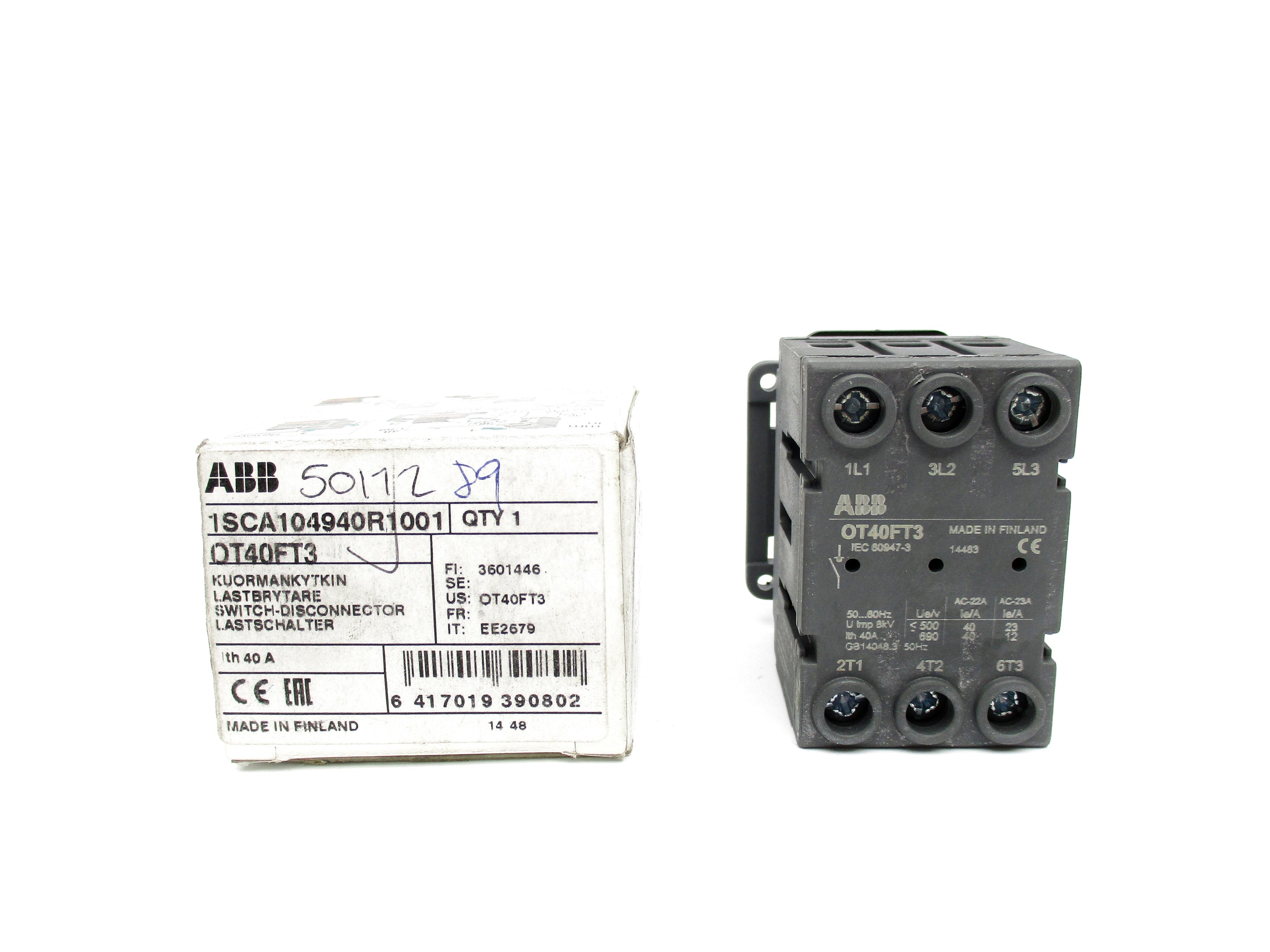 ABB OT40FT3 1SCA104940R1001 690V 40A NSMP