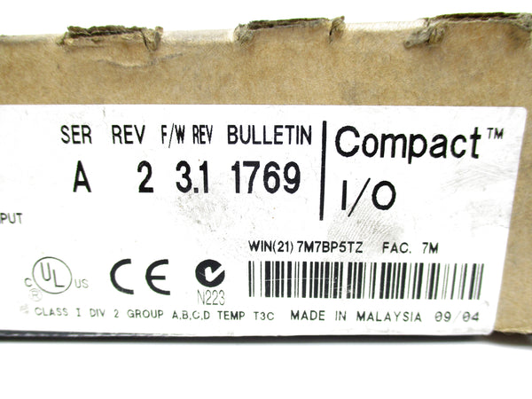 ALLEN BRADLEY 1769-IQ16 SER. A 24VDC F/W 3.1 DATE: 2004 NSFS