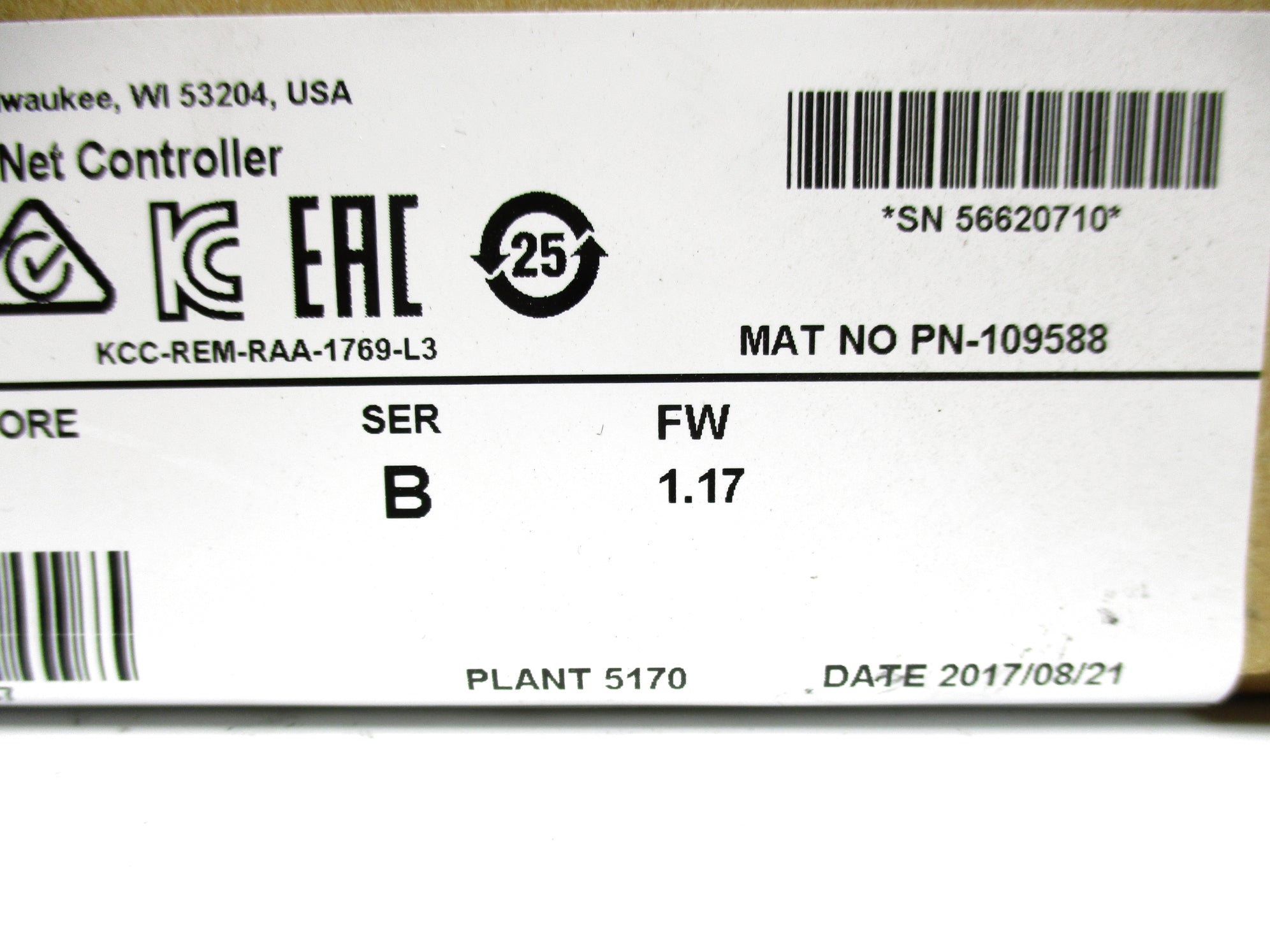 ALLEN BRADLEY 1769-L35E SER. B F/W 1.17 DATE: 2017 NSFS