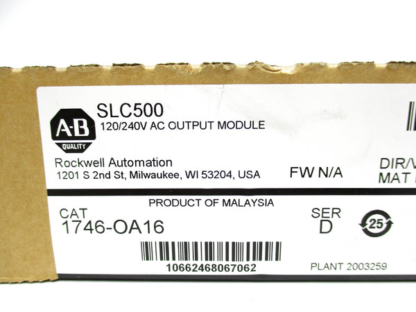 ALLEN BRADLEY 1746-OA16 SER. D DATE: 2017 NSFS