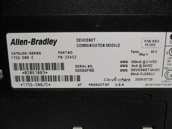 ALLEN BRADLEY 1756-DNB SER. C F/W 10.005 24VDC UNMP