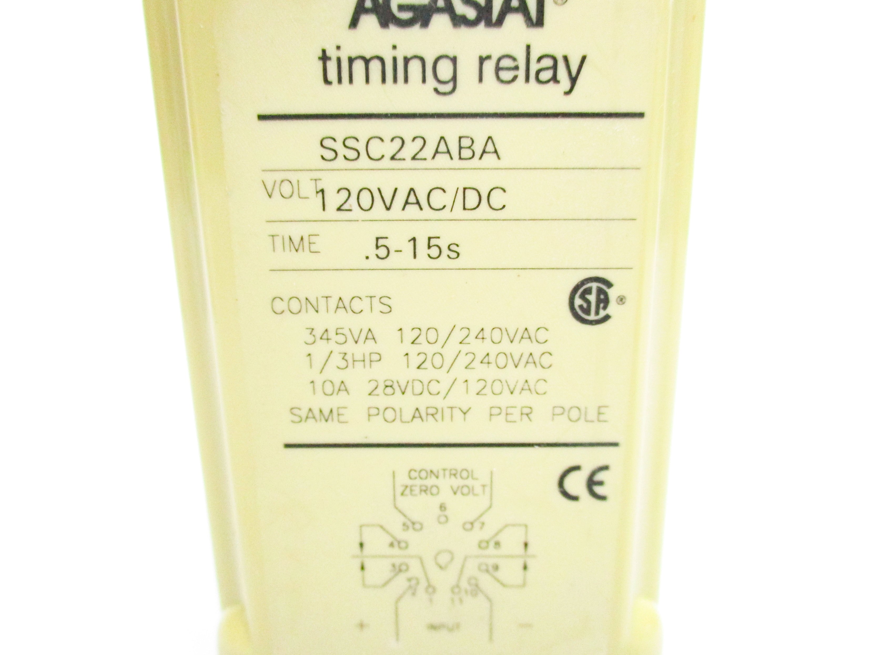 AGASTAT SSC22ABA .5-15S 10A 120VAC/DC NSMP