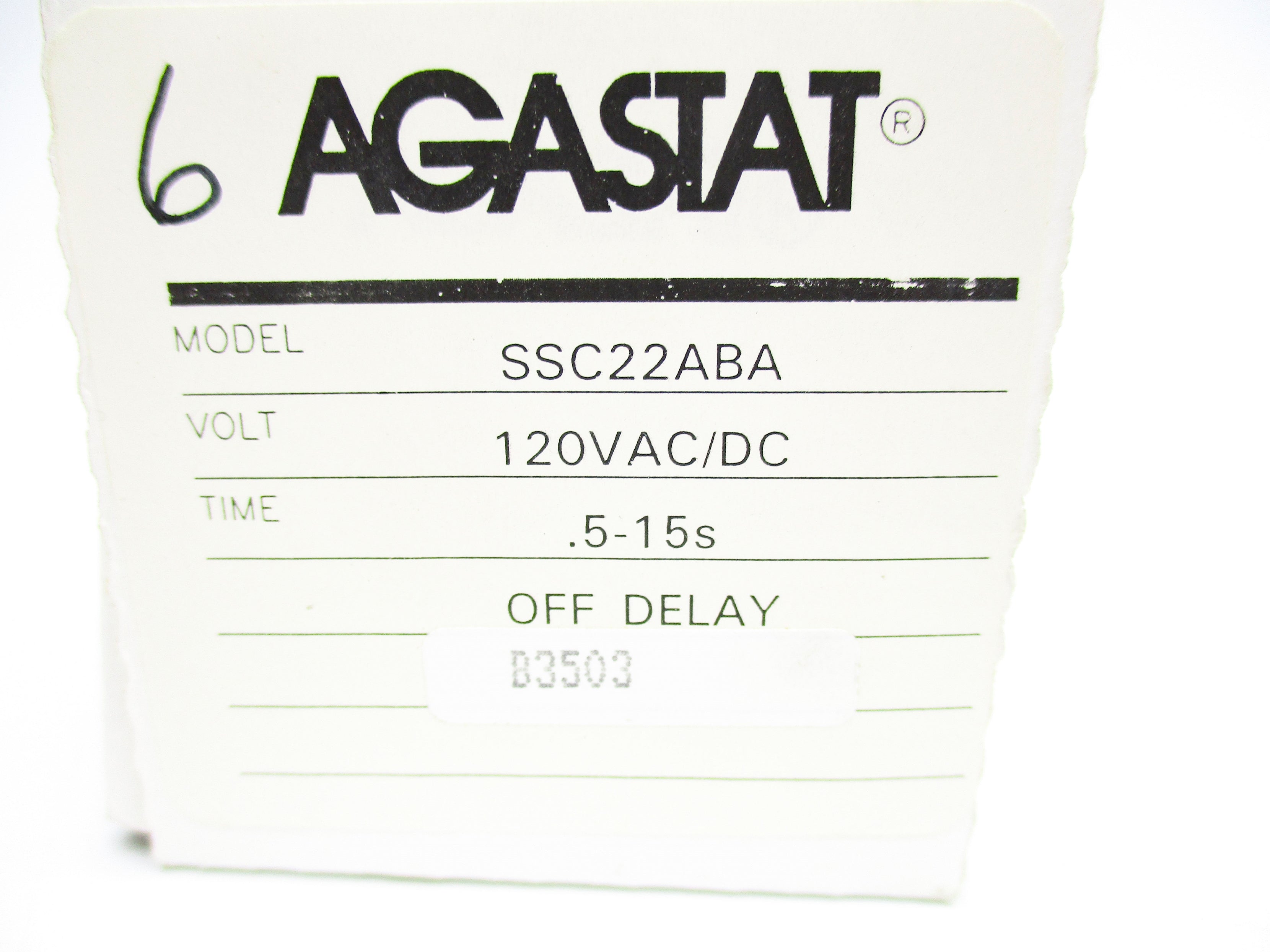 AGASTAT SSC22ABA .5-15S 10A 120VAC/DC NSMP