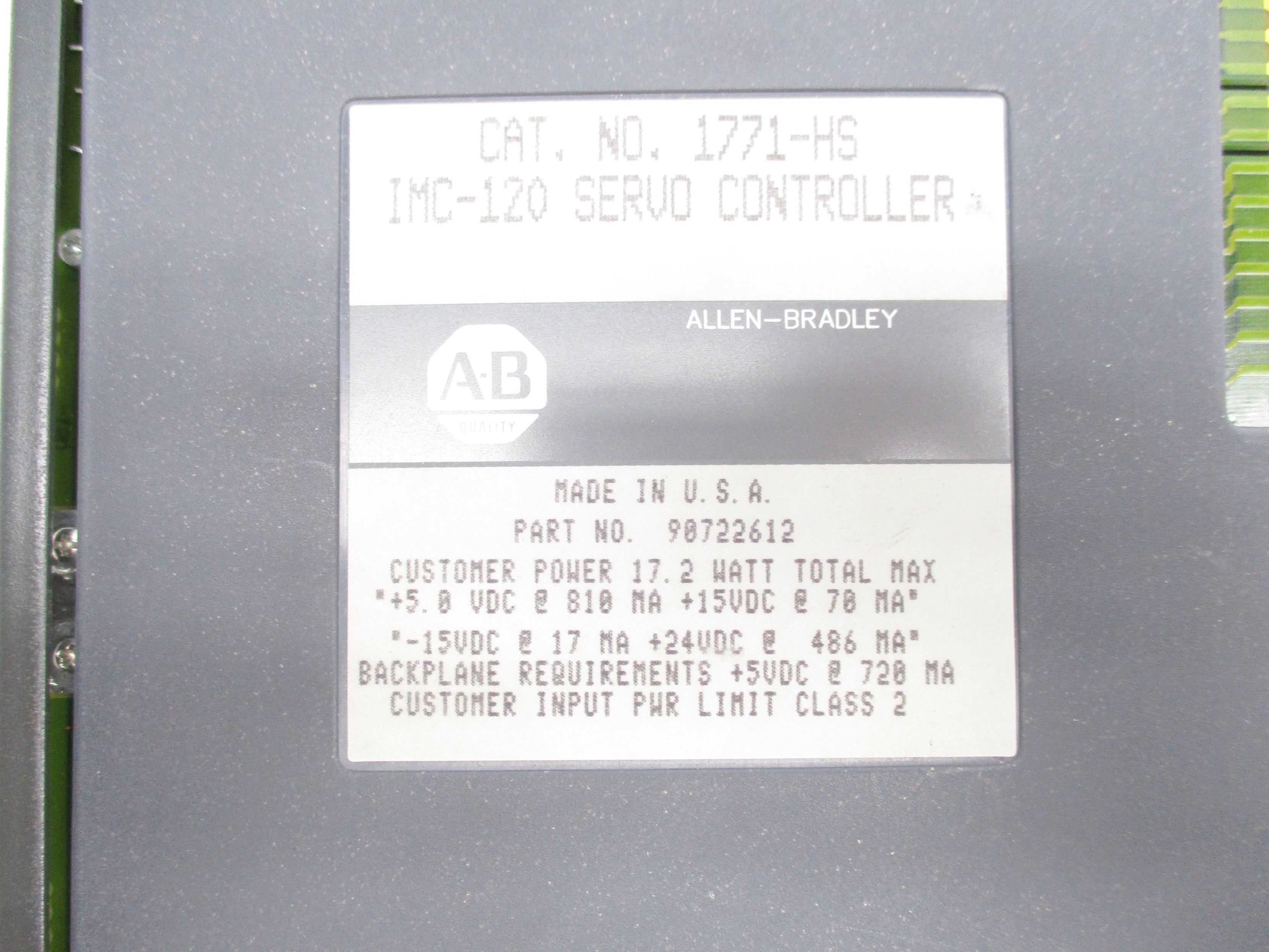 ALLEN BRADLEY 1771-HS SER. B F/W 1.02 UNMP