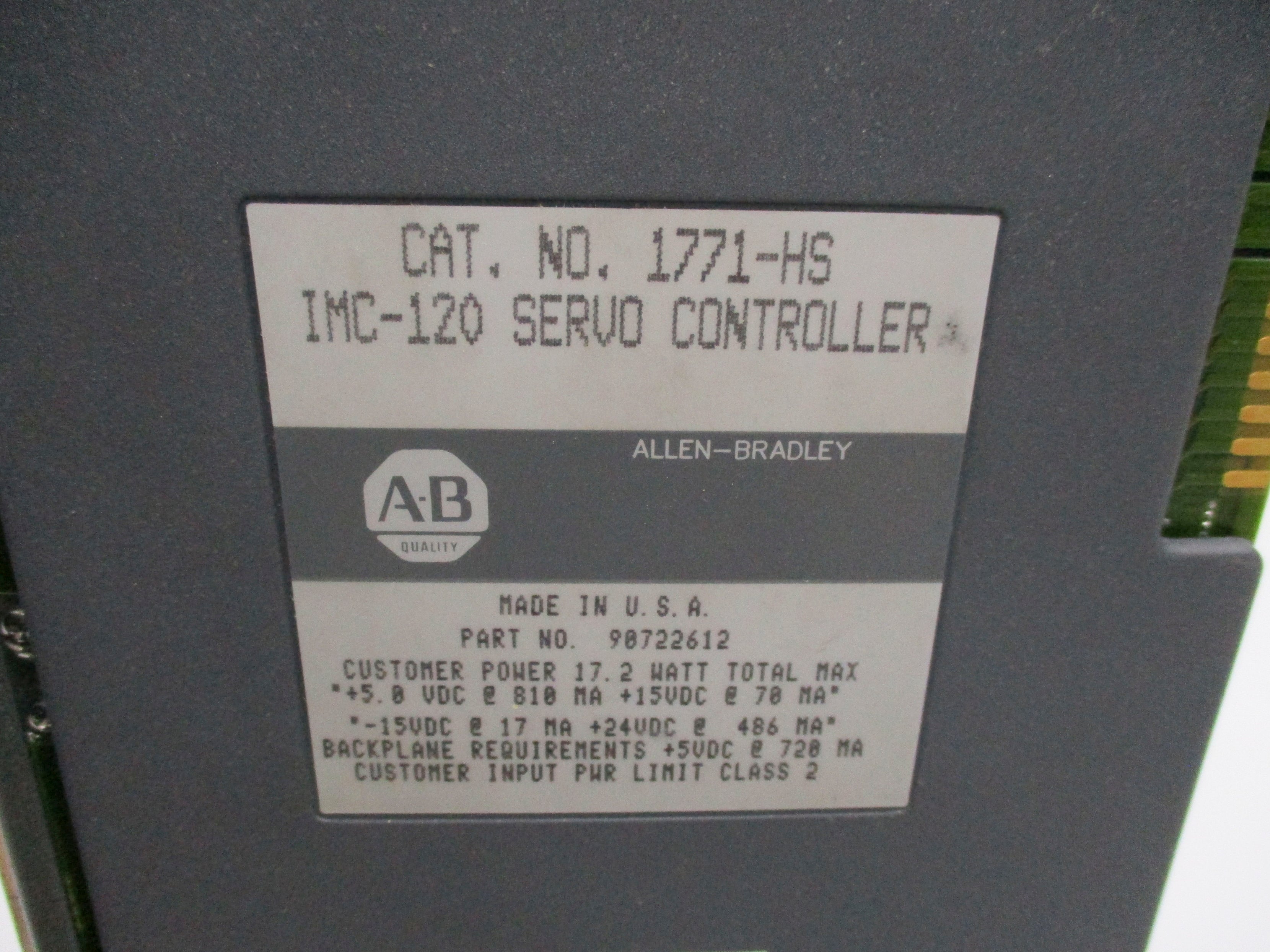 ALLEN BRADLEY 1771-HS SER. B F/W 1.02 UNMP