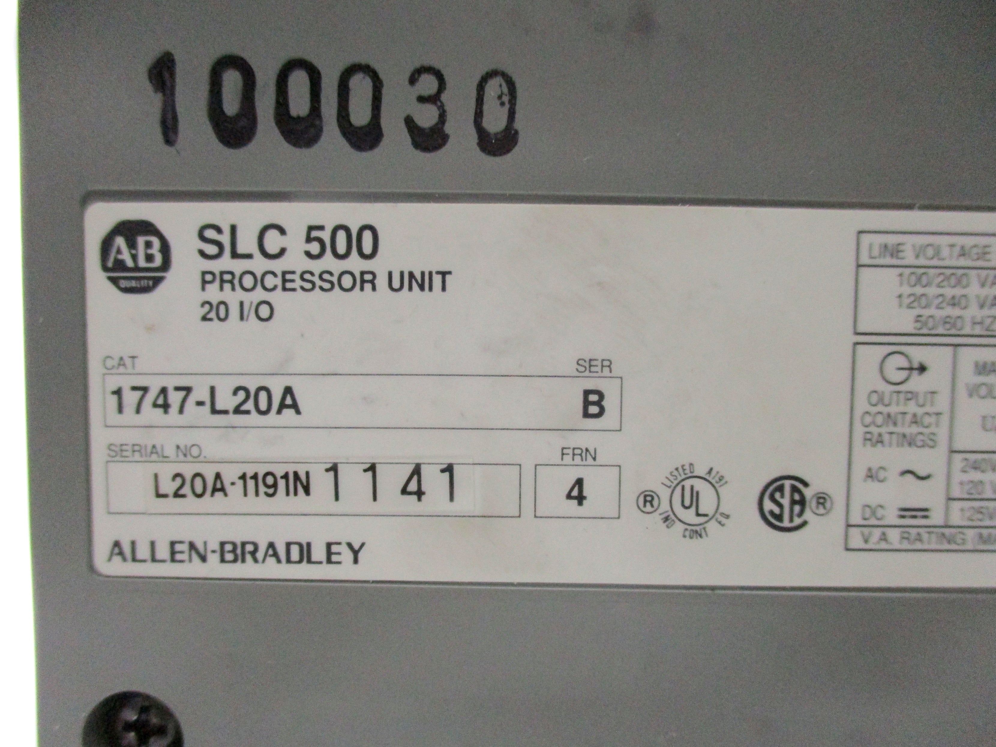 ALLEN BRADLEY 1747-L20A SER. B F/W 4 (AS PICTURED) UNMP