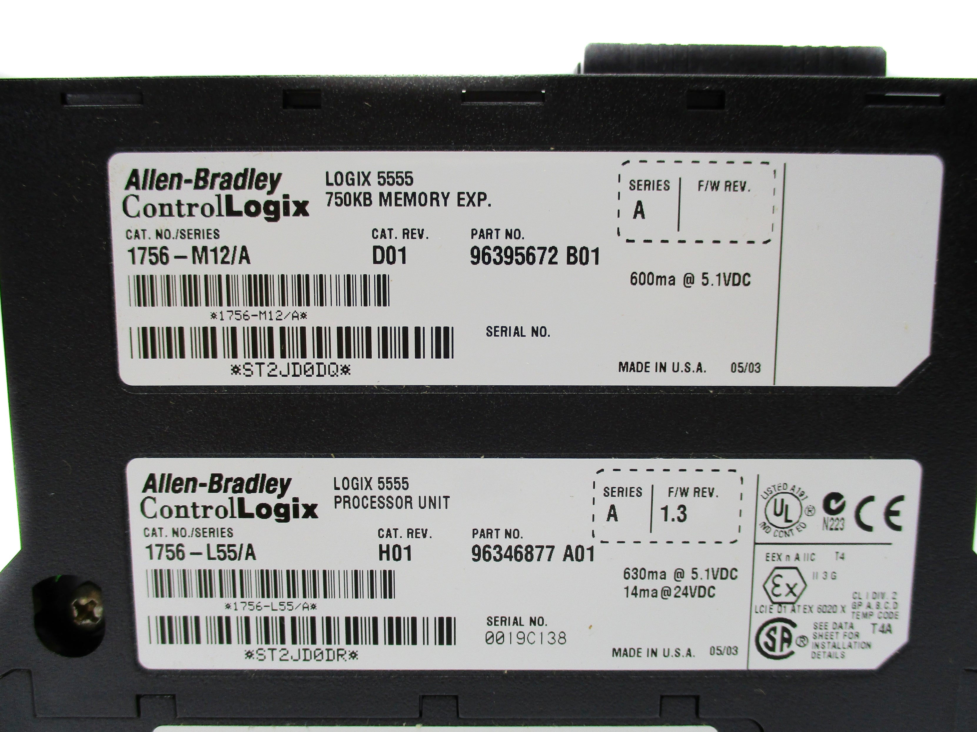 ALLEN BRADLEY 1756-L55M12 SER. A F/W 1.3 NSMP